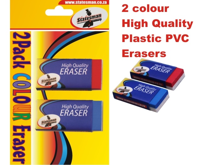 2 Tone Colour Erasers 2 Pack — Statesman Stationery