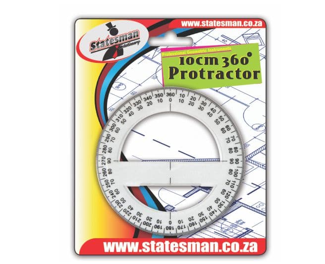 360 degree 10 cm protractor statesman stationery