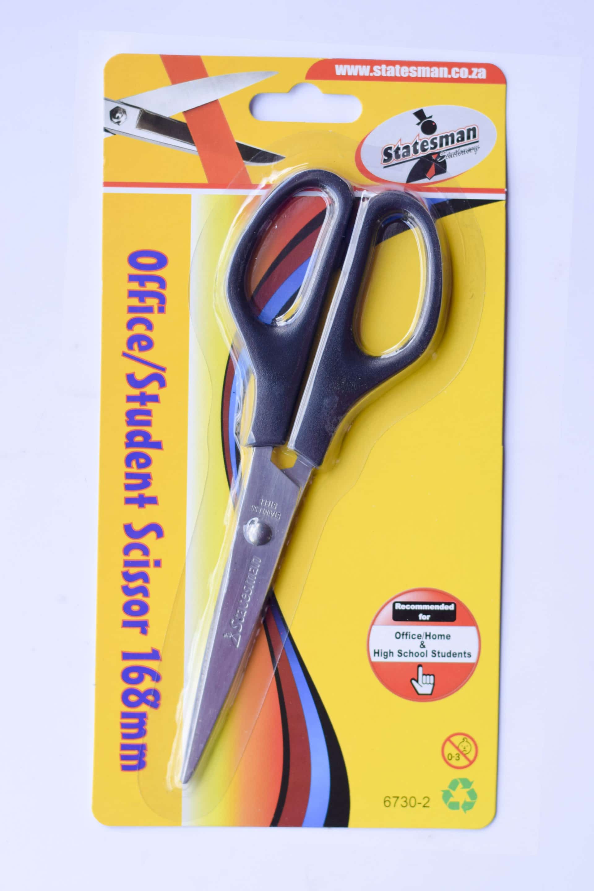 Black Handle Office And Student Scissor 168mm High Quality — Statesman